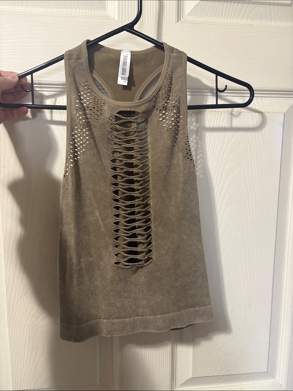 Free People Olive Cutout Knit Tank Top